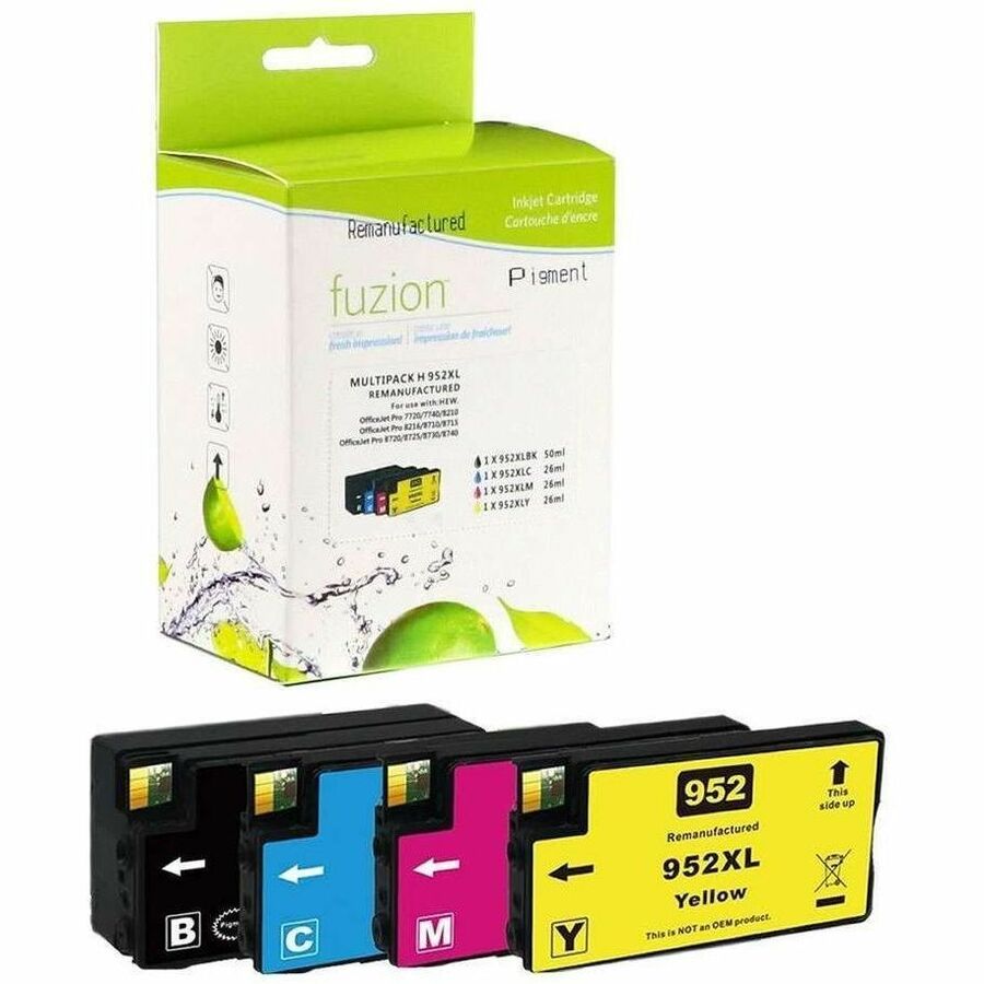 fuzion Remanufactured H.Y. Inkjet Set for HP #952XL - XL C/K/M/Y