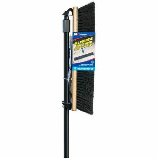 M2 Professional Side-Clip Tampico Push Broom with Handle - 18 Inch
