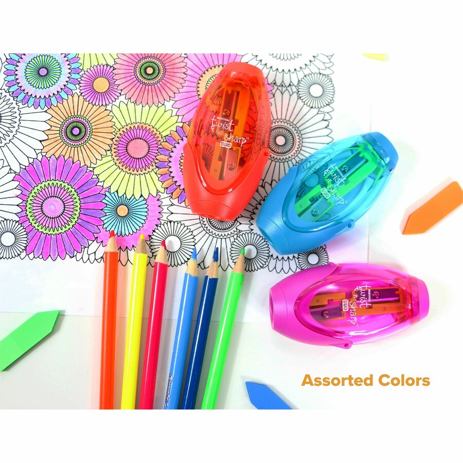 Bostitch Twist-n-Sharp Duo Pencil Sharpener, Assorted Colors - PS2-ASST