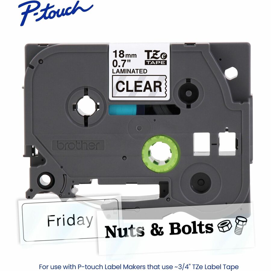 Brother Genuine P-touch TZe141 BK on CLR Label Tape, Laminated, 18mmX8m - TZE141G