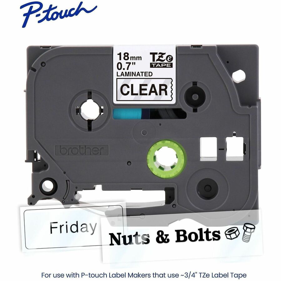 Brother Genuine P-touch TZe141 BK on CLR Label Tape, Laminated, 18mmX8m - TZE141G