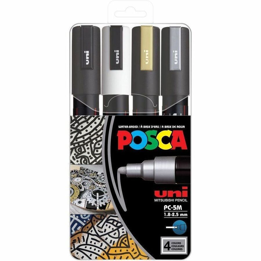 uniball™ POSCA PC-5M, Water-Based Paint Markers (4 Pack) - 70569