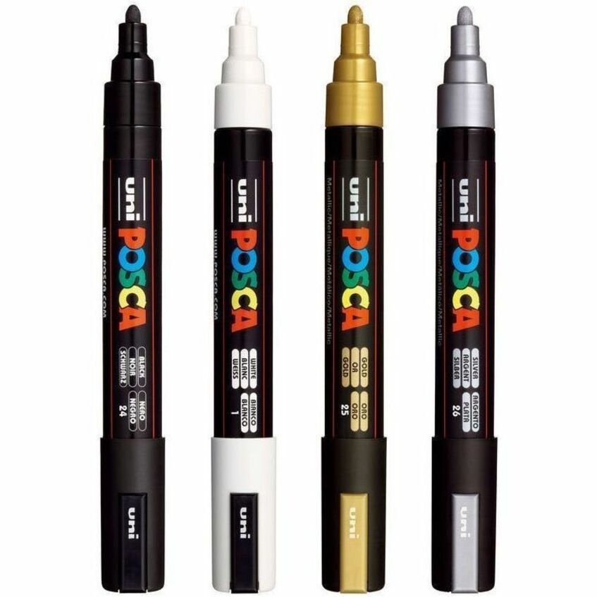 uniball™ POSCA PC-5M, Water-Based Paint Markers (4 Pack) - 70569