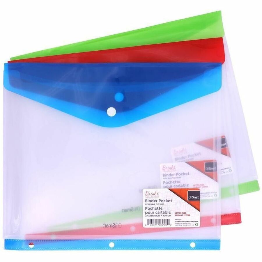 OFFISMART Poly Binder Pocket with Snap, Side Load