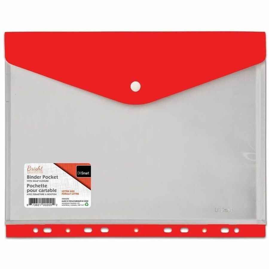 OFFISMART Poly Binder Pocket with Snap, Side Load - A00209