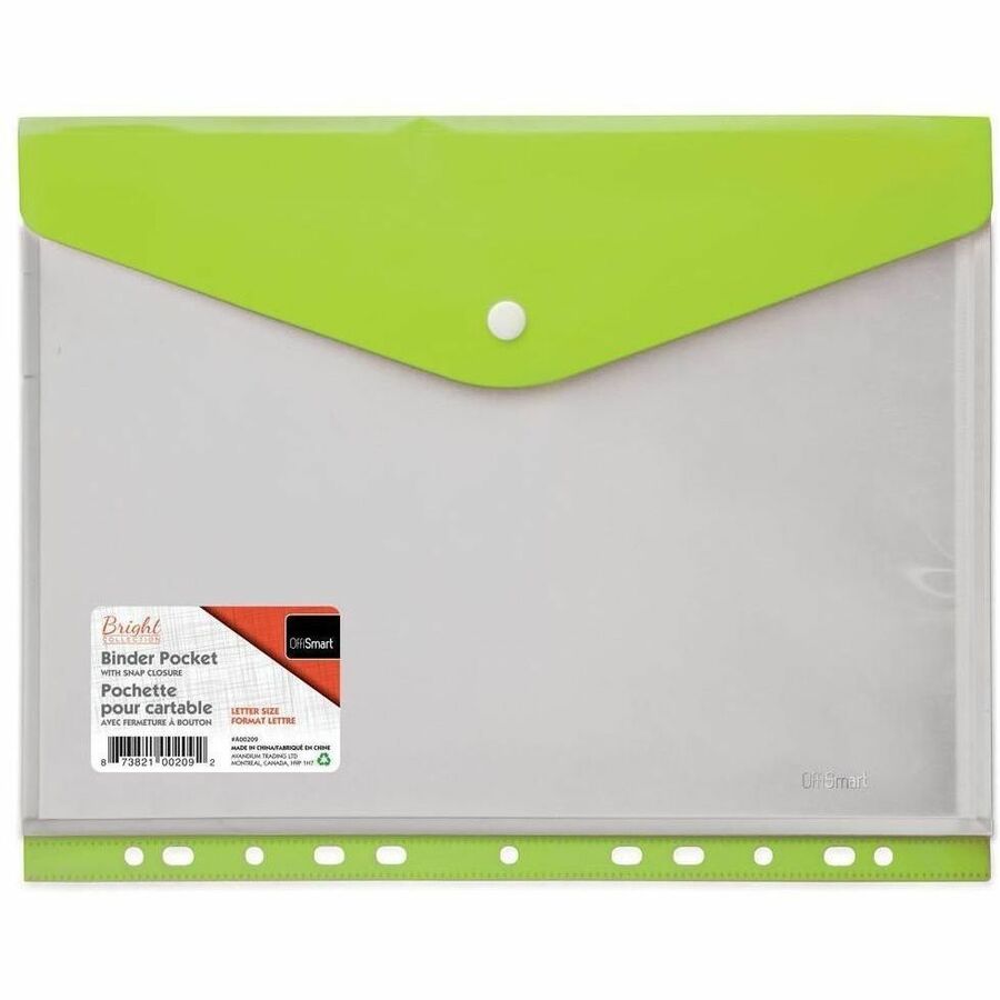 OFFISMART Poly Binder Pocket with Snap, Side Load - A00209