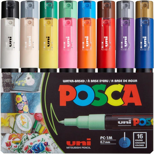 uniball™ POSCA PC-1M, Water-Based Paint Markers, (16 Pack)