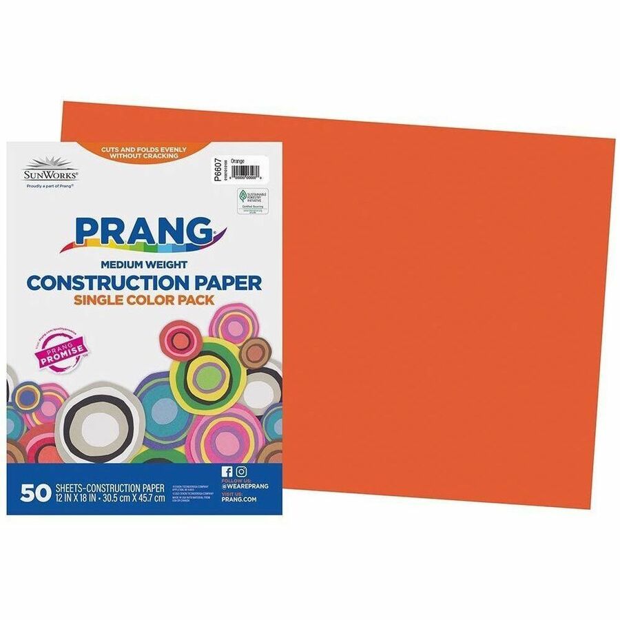Prang Construction Paper, Orange, 12" x 18" , 50 Sheets