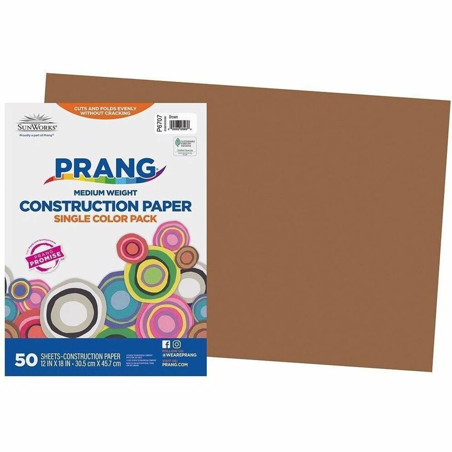 Prang Construction Paper, Brown, 12" x 18" , 50 Sheets