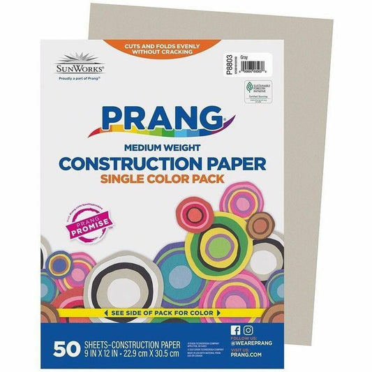 Prang Construction Paper, Gray, 9" x 12" , 50 Sheets