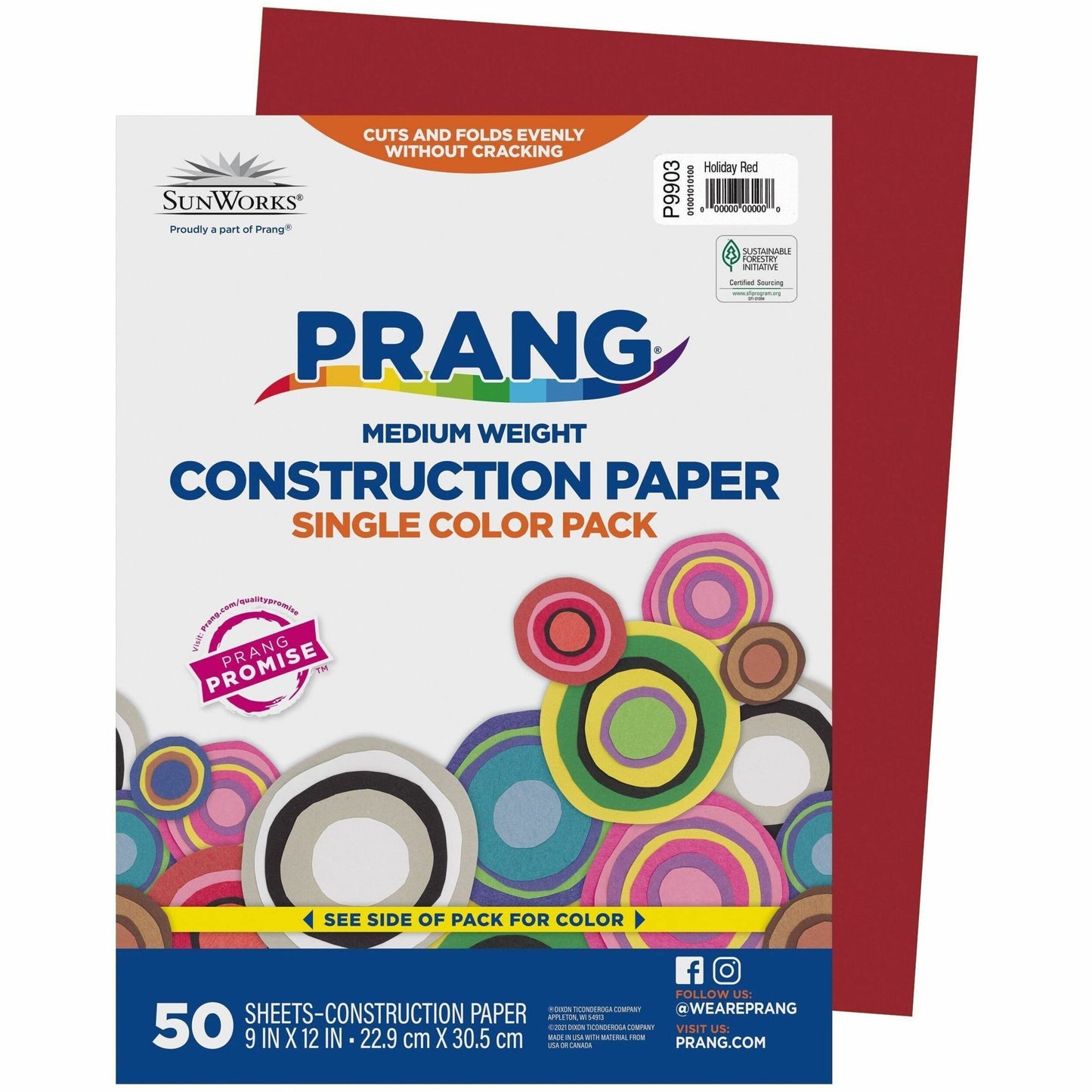 Prang Construction Paper, Holiday Red, 9" x 12" , 50 Sheets