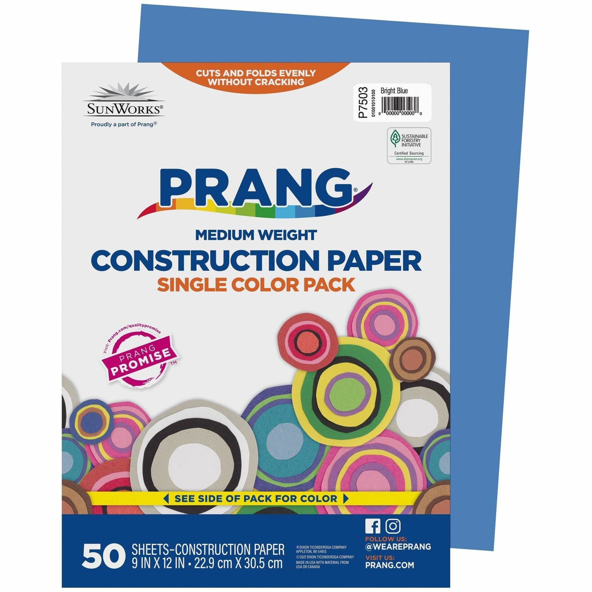 Prang Construction Paper, Bright Blue, 9" x 12" , 50 Sheets