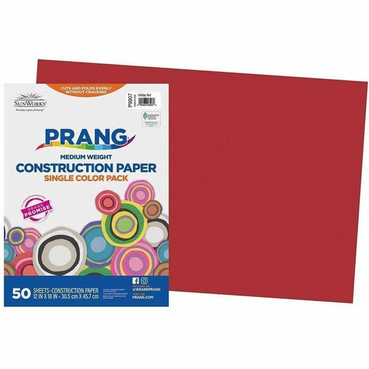 Prang Construction Paper, Holiday Red, 12" x 18" , 50 Sheets
