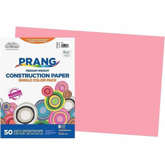 Prang Construction Paper, Pink, 12" x 18" , 50 Sheets