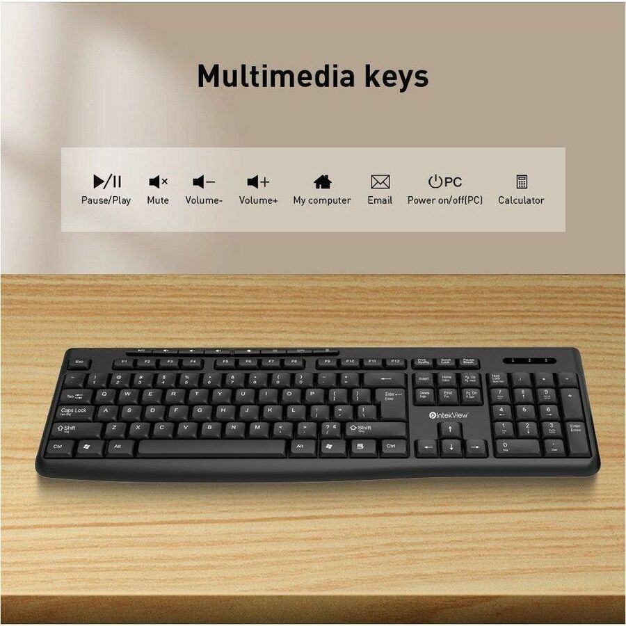 IntekView Wireless Bilingual Keyboard and Mouse Combo | Ergonomic Office Set - KM100WL