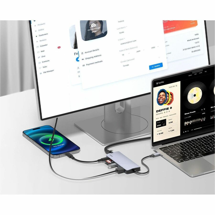 Belkin 6-Port USB-C Hub - USB-C to 2xUSB-A, 1xUSB-C, 1xEthernet, 1x8K HDMI, 1xSD Reader - Docking Station - Grey - AVC008FQSGY-V2
