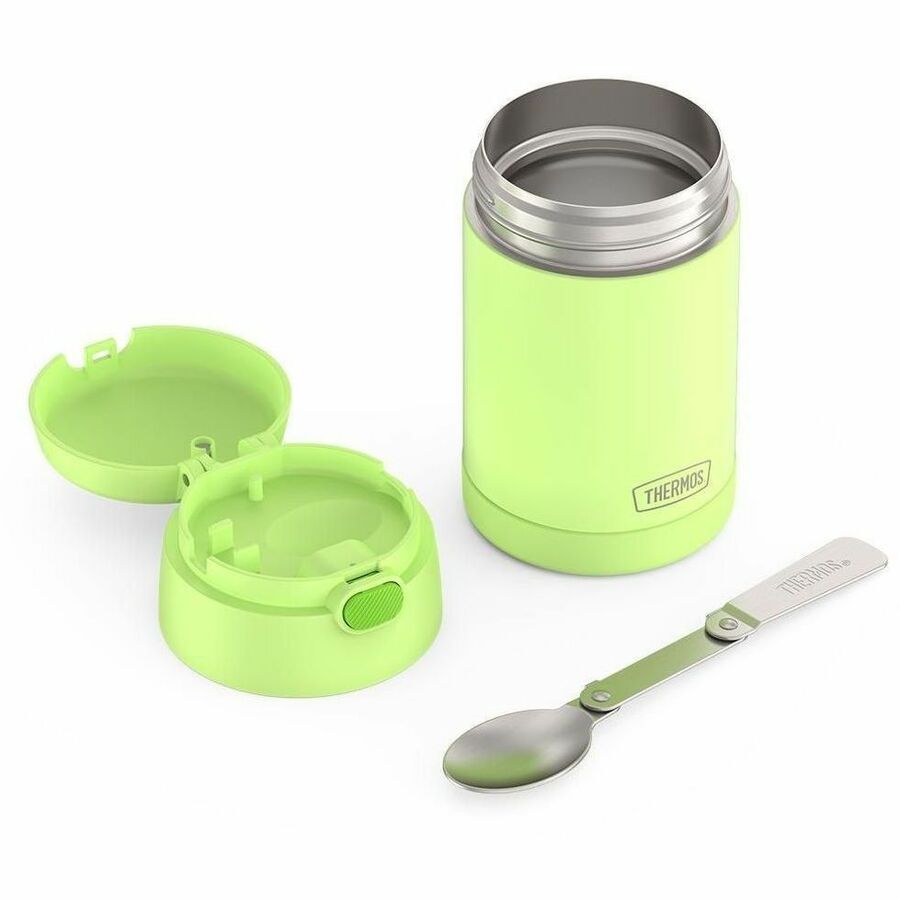 Thermos Green Stainless Steel FUNtainer Food Jar w/ Folding Spoon 470mL - F31104LM6