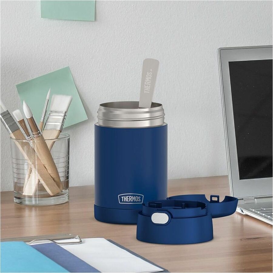 Thermos Navy Stainless Steel FUNtainer Food Jar w/ Folding Spoon 470mL - F31104NY6