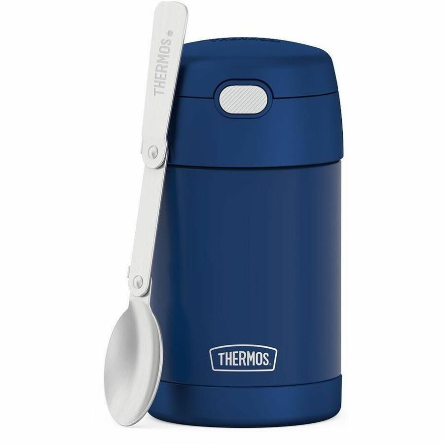 Thermos Navy Stainless Steel FUNtainer Food Jar w/ Folding Spoon 470mL