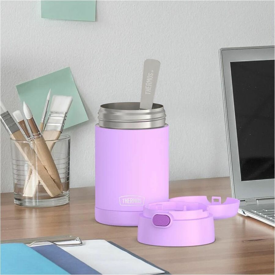 Thermos Electric Purple Stainless Steel FUNtainer Food Jar w/ Folding Spoon 470 - F31104LV6