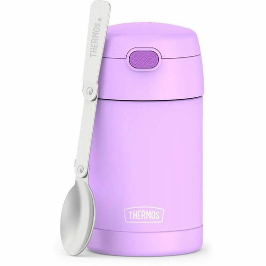 Thermos Electric Purple Stainless Steel FUNtainer Food Jar w/ Folding Spoon 470