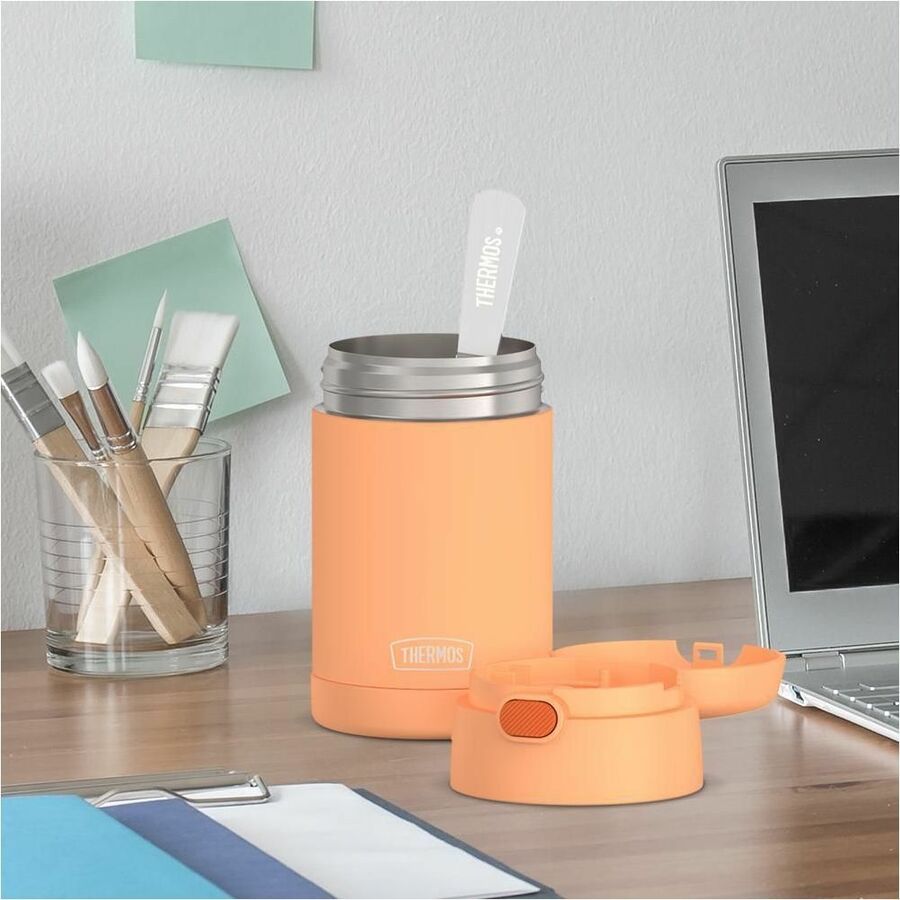 Thermos Orange Stainless Steel FUNtainer Food Jar w/ Folding Spoon 470mL - F31104OR6