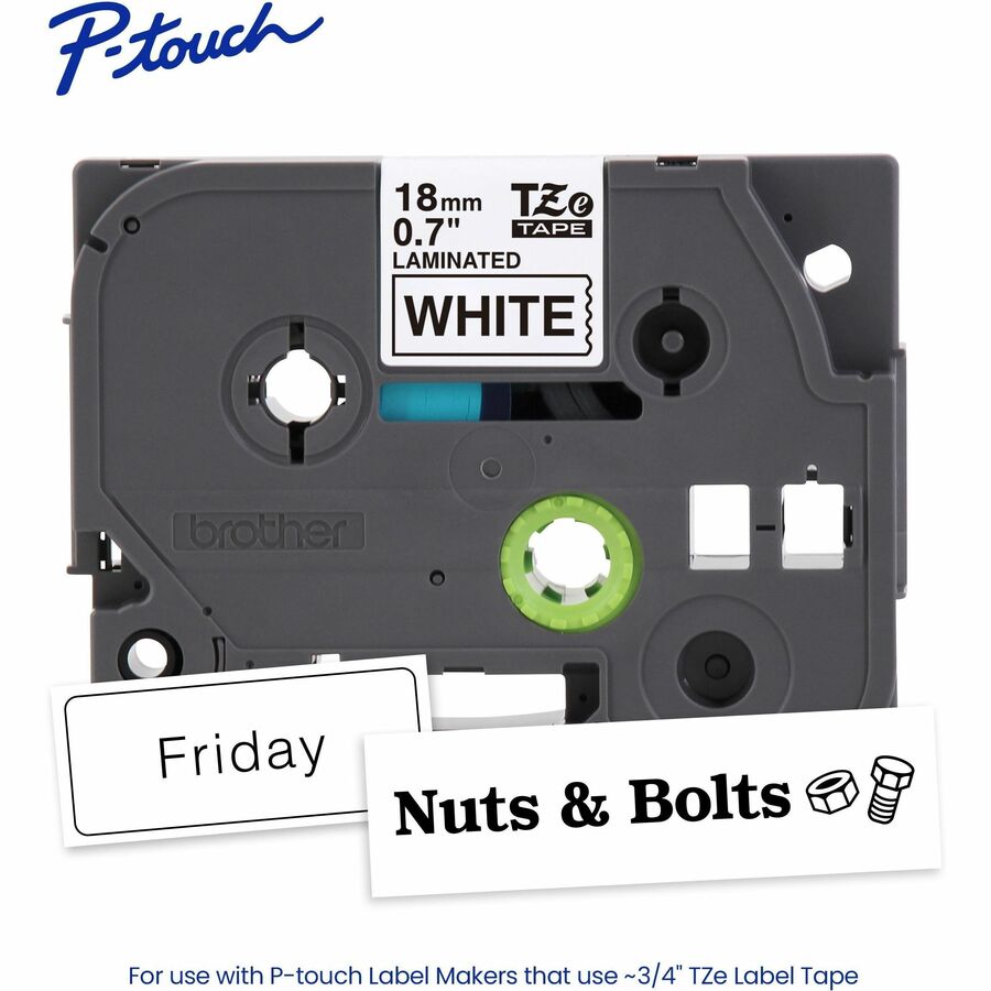 Brother Genuine P-touch TZe241 BK on WHT Label Tape, Laminated, 18mmX8m - TZE241G