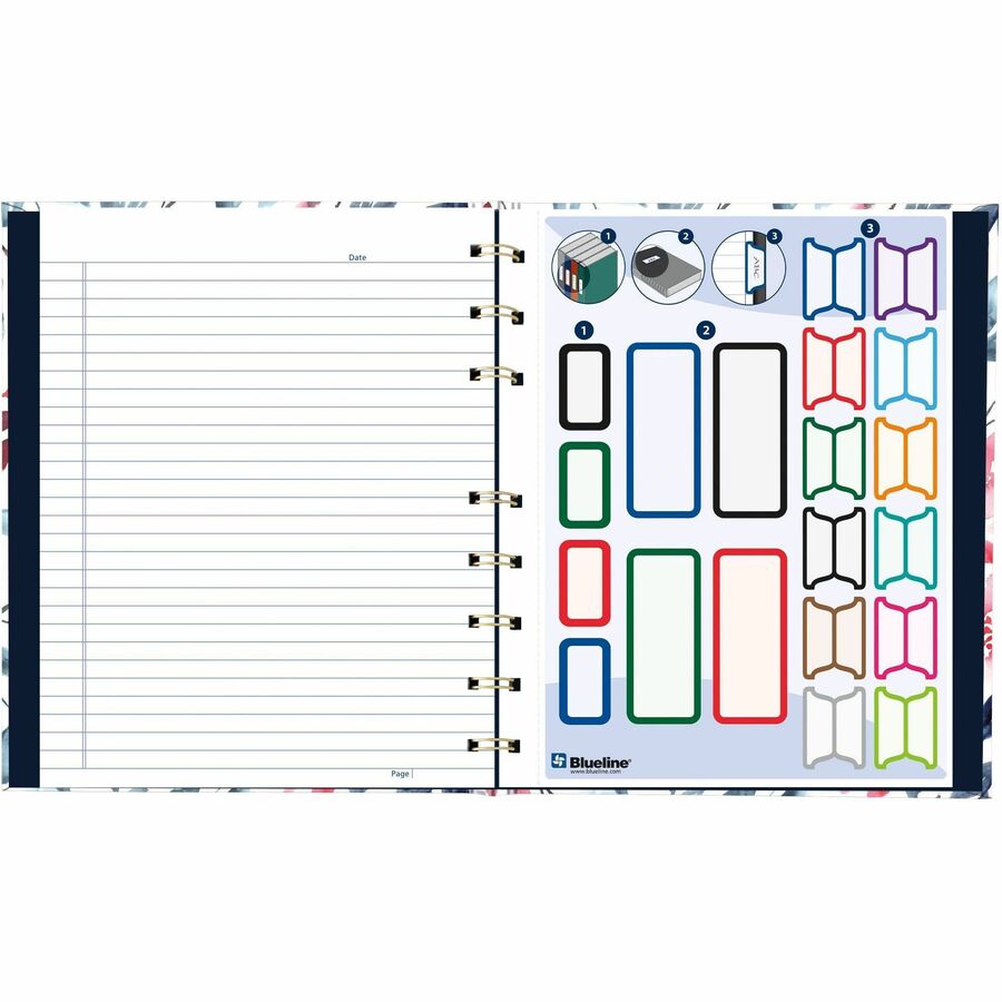 Blueline NotePro Notebook, Fashion Collection, Hard Cover, Twin-Wire Binding, 192 Pages, 9-1/4" x 7-1/4" , FSC Certified, Recycled Paper, Tranquil Blooms - A9C.01