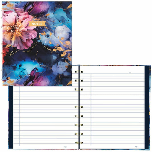 Blueline NotePro Notebook, Fashion Collection, Hard Cover, Twin-Wire Binding, 192 Pages, 9-1/4" x 7-1/4" , FSC Certified, Recycled Paper, Midnight Floral
