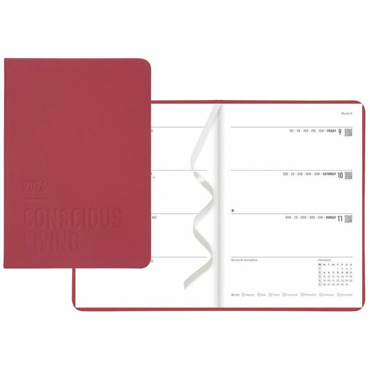 Letts Conscious Evergreen Weekly/Monthly Planner, 8-1/4" x 5-7/8" , Multilingual, Berry