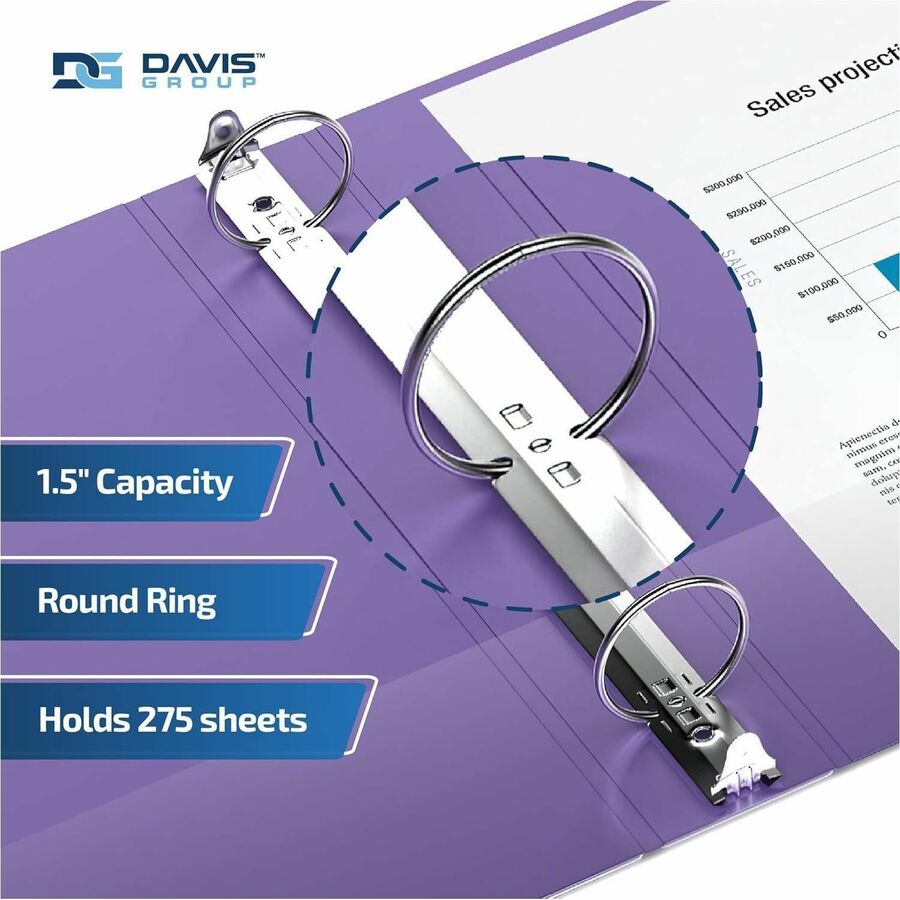 Davis Group Premium Economy, Round Ring, Binder, (Purple, 1.5") - 2312-69