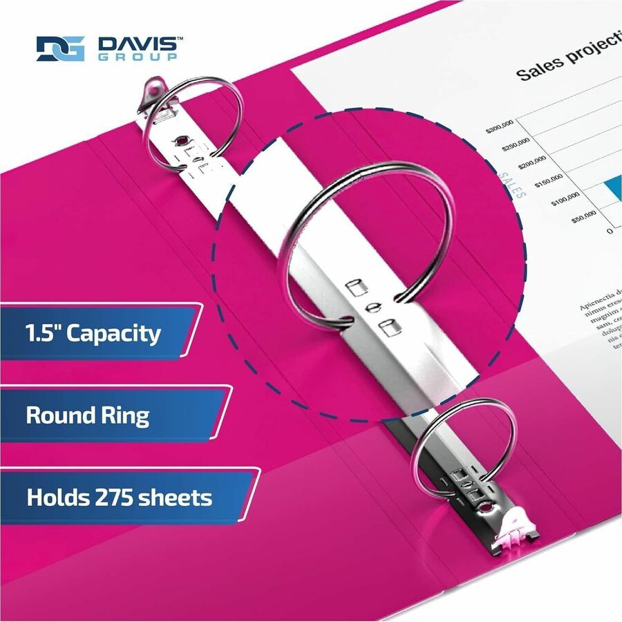 Davis Group Premium Economy, Round Ring, Binder, (Pink, 1.5") - 2312-43