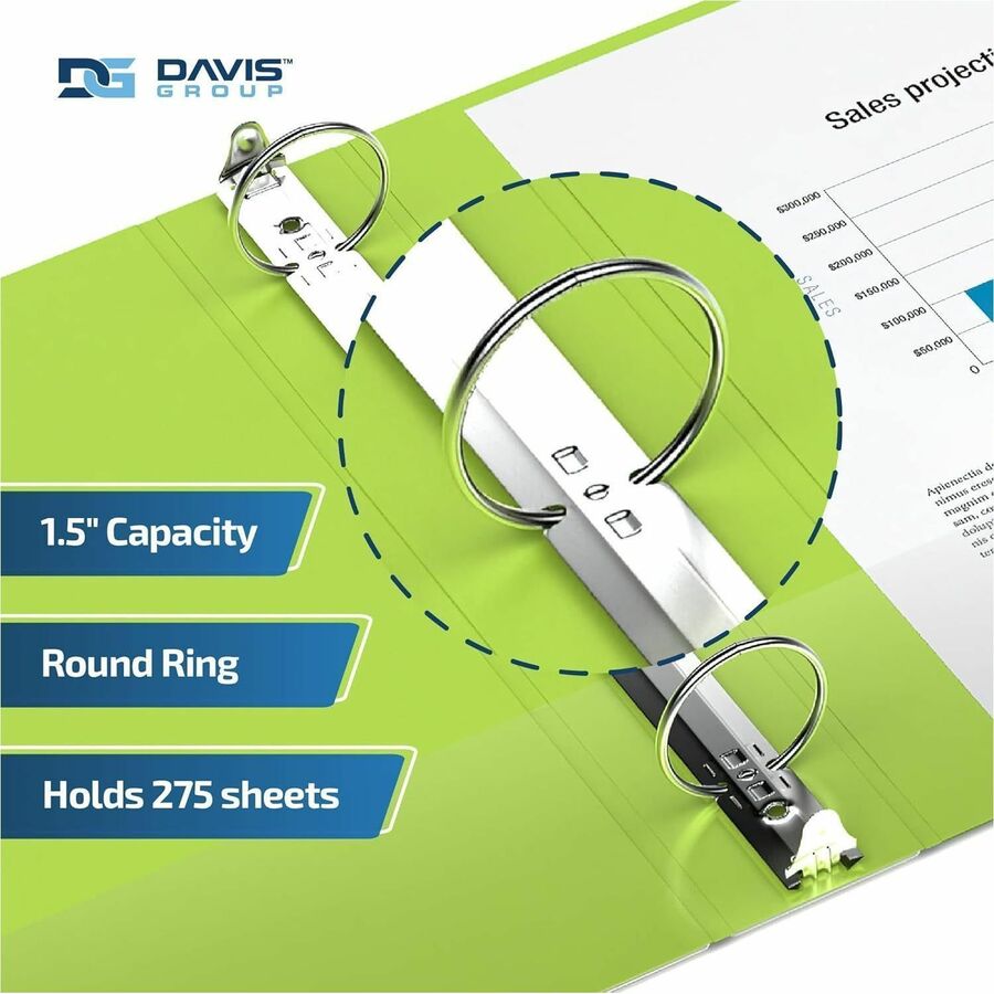 Davis Group Premium Economy, Round Ring, Binder, (Lime Green, 1.5") - 2312-24