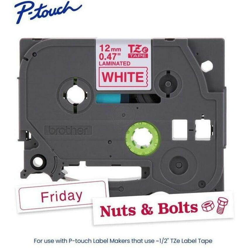Brother Genuine P-touch TZe232 RD on WHT Label Tape, Laminated, 12mmX8m - TZE232G