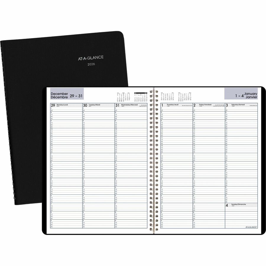 At-A-Glance Dayminder Weekly Planner, 11" x 8" , Bilingual, Black - GF5200026