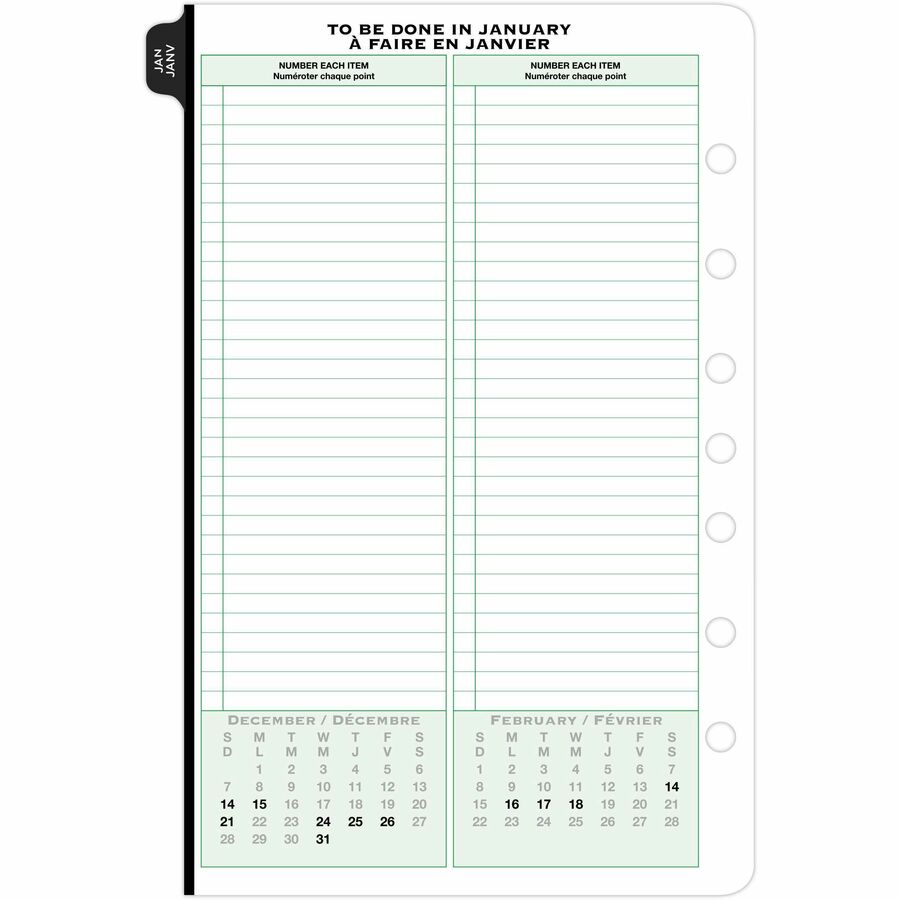 DayTimer 2 Pages Per Week Planner Refill, Desk Size, 8-1/2" x 5-1/2" , Bilingual - 685032601