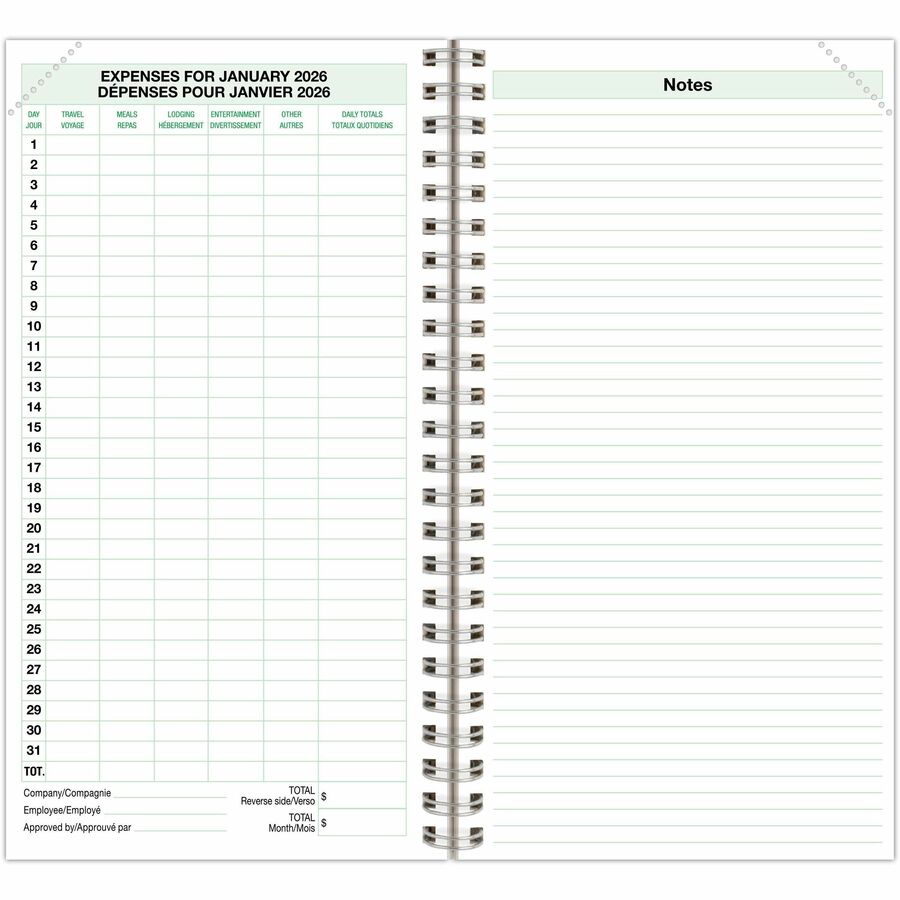DayTimer 2 Pages Per Day Planner Refill, Pocket Size, 6-1/2" x 3-1/2" , Bilingual - 685222601