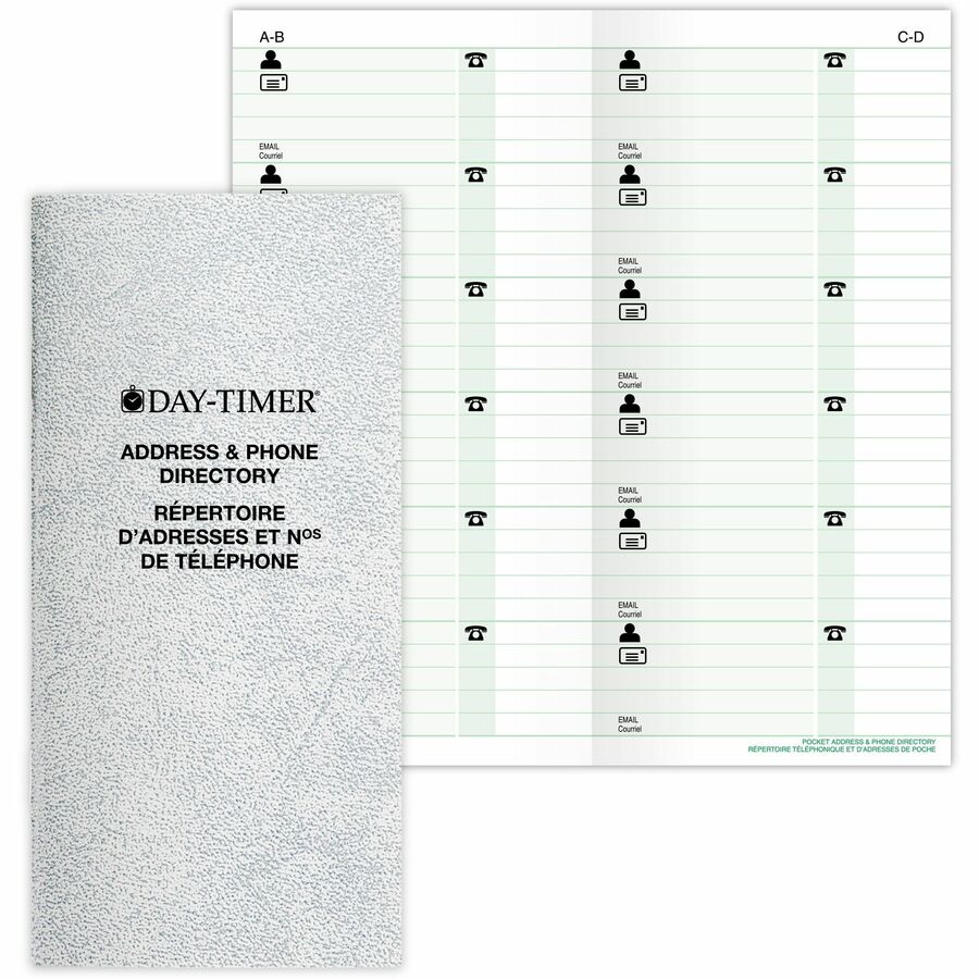 DayTimer 2 Pages Per Day Planner Refill, Pocket Size, 6-1/2" x 3-1/2" , Bilingual - 685222601