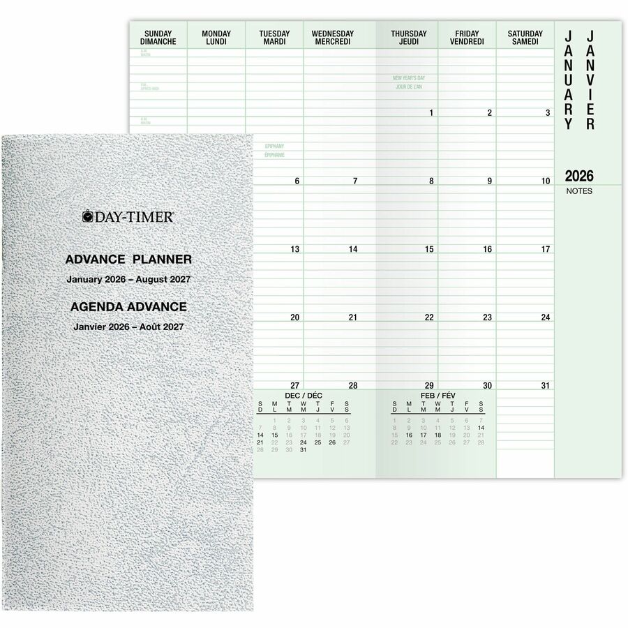 DayTimer 2 Pages Per Day Planner Refill, Pocket Size, 6-1/2" x 3-1/2" , Bilingual - 685222601