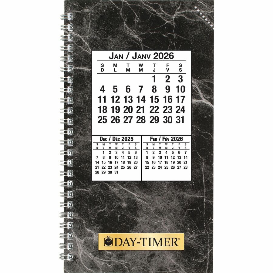 DayTimer 2 Pages Per Day Planner Refill, Pocket Size, 6-1/2" x 3-1/2" , Bilingual - 685222601