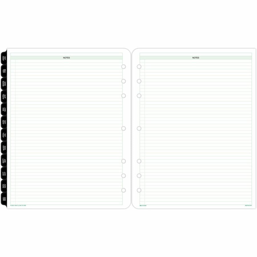 DayTimer 2 Pages Per Day Planner Refill, Folio Size, 11" x 8-1/2" , Bilingual - 685342601