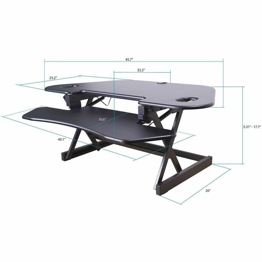 Rocelco Corner Adjustable Desk Riser with 4AC+2USB & 1 USB-C Outlets - R CADRB-46-ACUSB