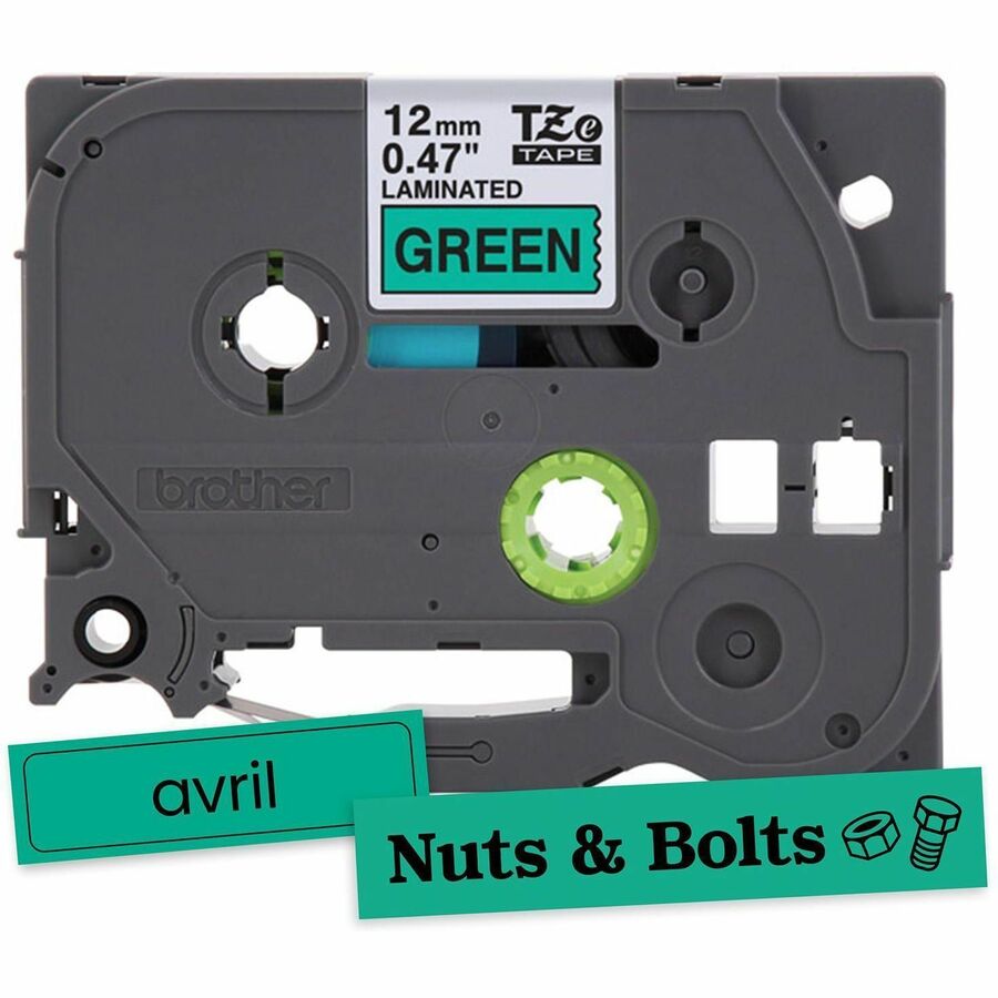 Brother Genuine P-touch TZe731 BK on GRN Label Tape, Laminated, 12mmX8m - TZE731G