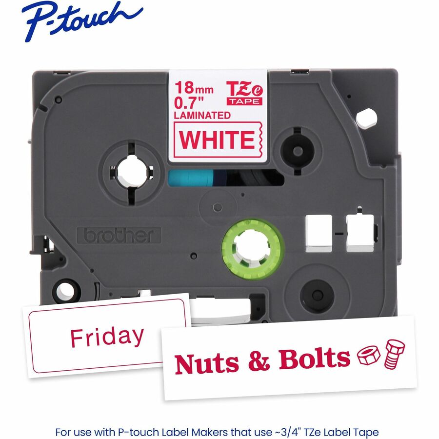 Brother Genuine P-touch TZe242 RD on WHT Label Tape, Laminated, 18mmX8m - TZE242G