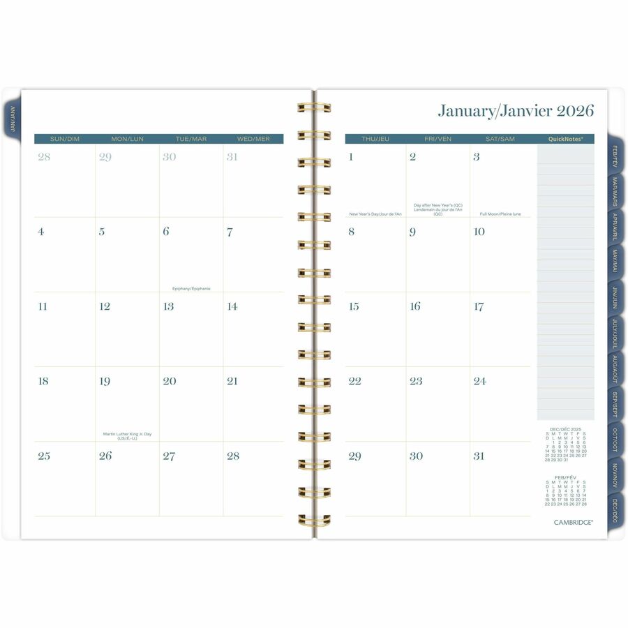 Cambridge Midnight Garden Weekly/Monthly Planner, 8-1/2" x 5-1/2" , Bilingual - 1768-200F-26