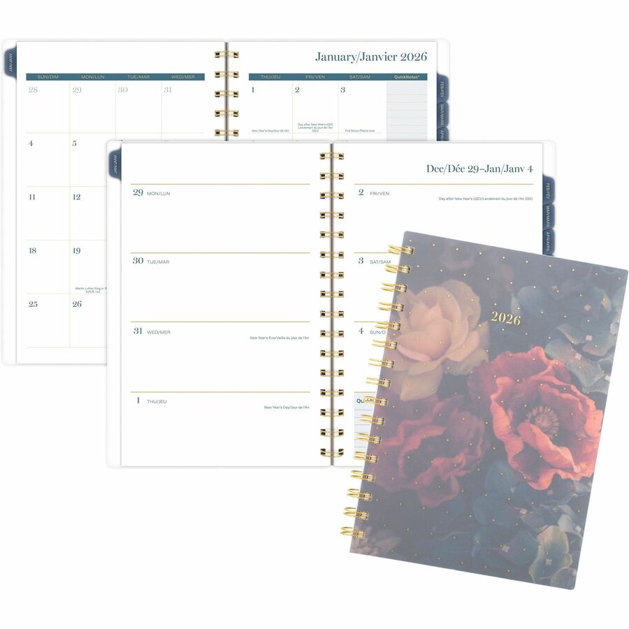 Cambridge Midnight Garden Weekly/Monthly Planner, 8-1/2" x 5-1/2" , Bilingual - 1768-200F-26