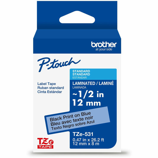 Brother Genuine P-touch TZe531 BK on BK Label Tape, Laminated, 12mmX8m