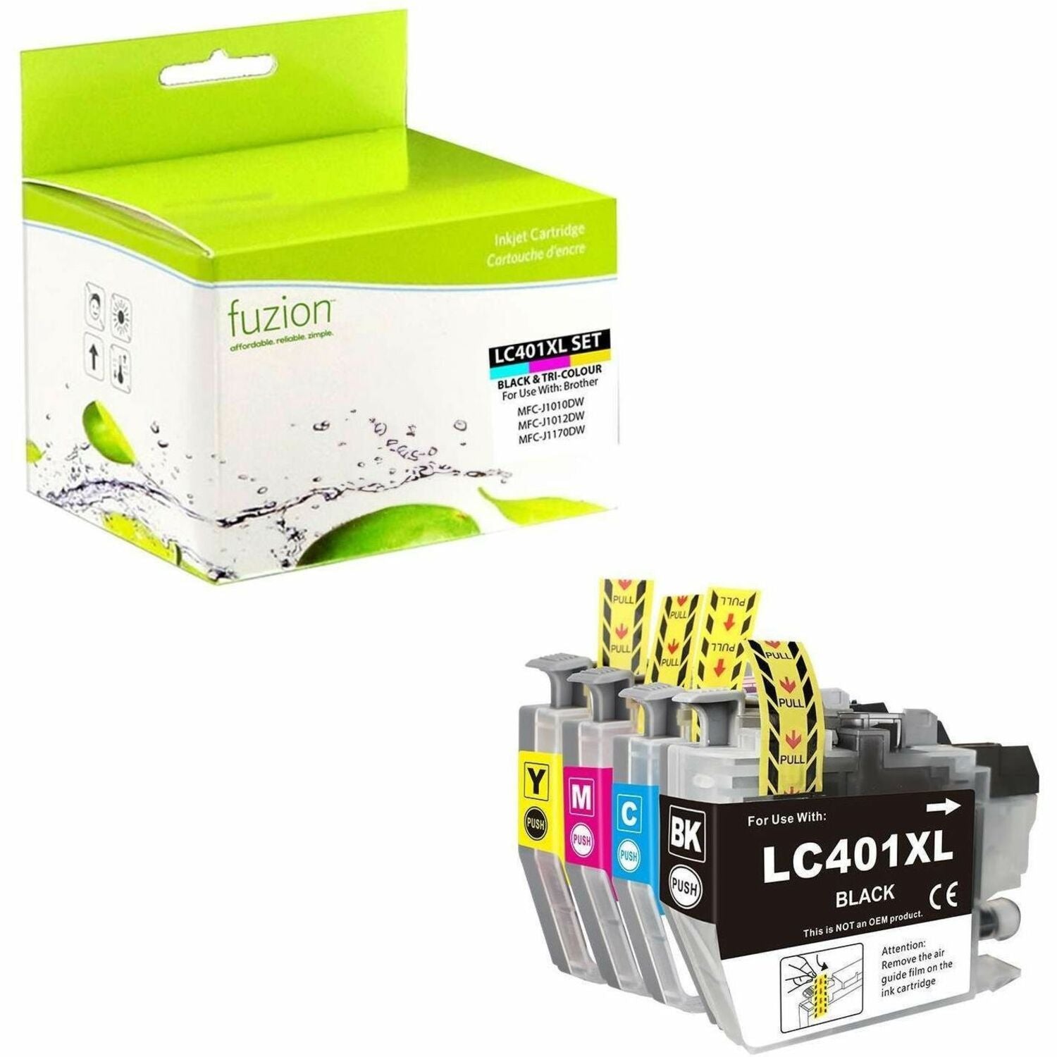fuzion Compatible Inkjet Set for Brother LC401XL - C/K/M/Y