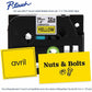 Brother Genuine P-touch TZe661 BK on YL Label Tape, Laminated, 36mmX8m - TZE661G