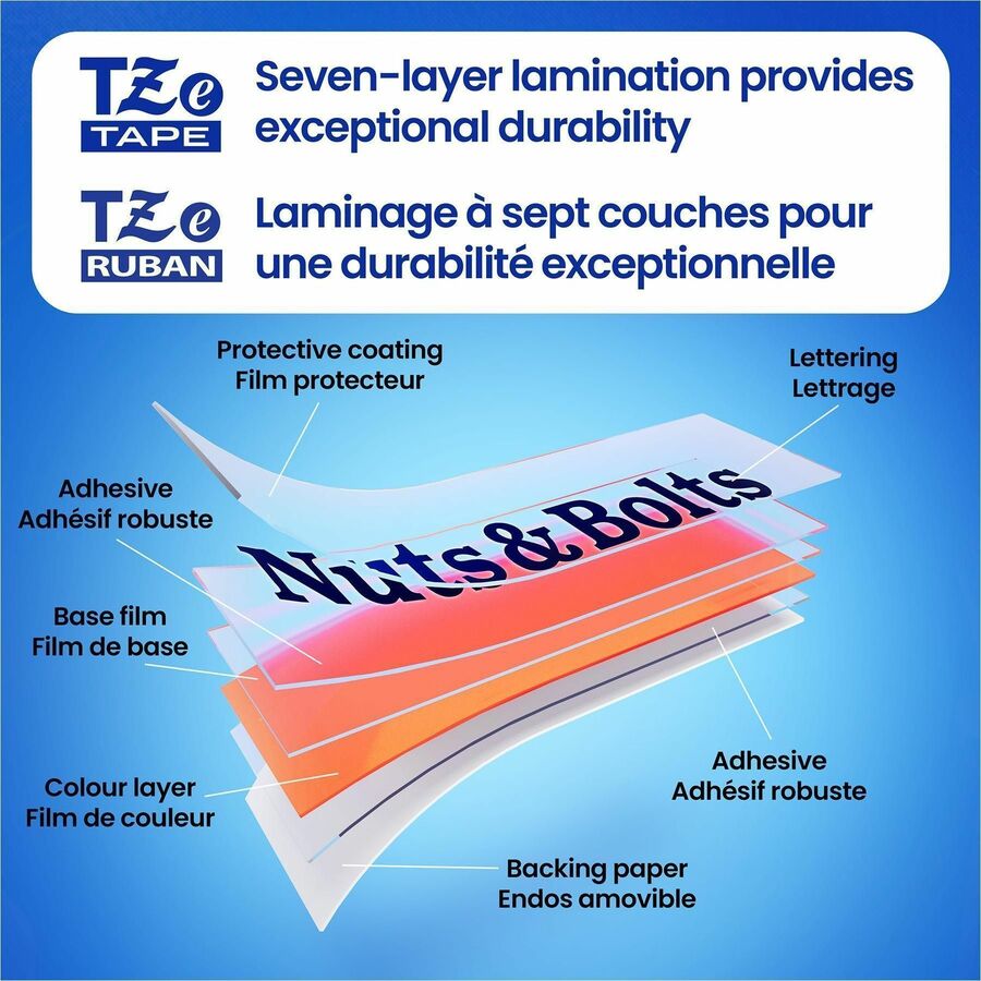 Brother Genuine P-touch TZe661 BK on YL Label Tape, Laminated, 36mmX8m - TZE661G